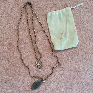 Katia Designs Bead Necklace Moon/Stars & Blue/Brown Pendants:Be Still & Know